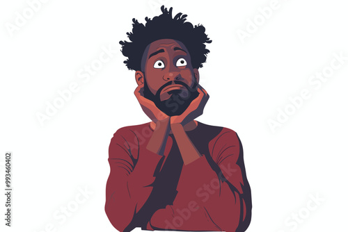 frustrated black man isolated