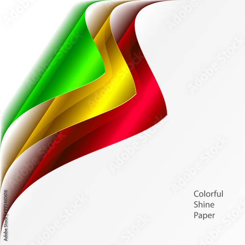 Colorfull Curly Shine paper page corners, Color paper sheet turn flips and curls, sticker fold edges vector with white background.
