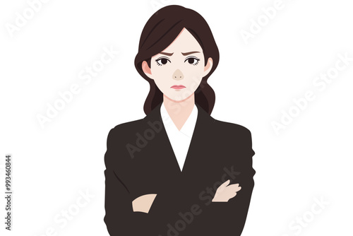 frustrated woman in business suit isolated