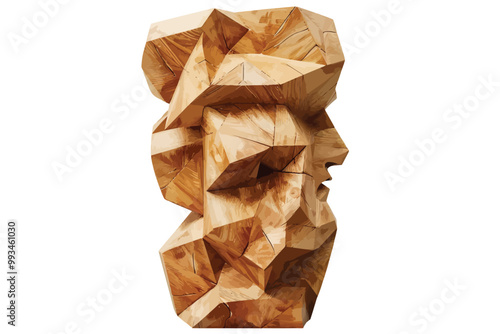 Geometric Wooden Sculpture isolated