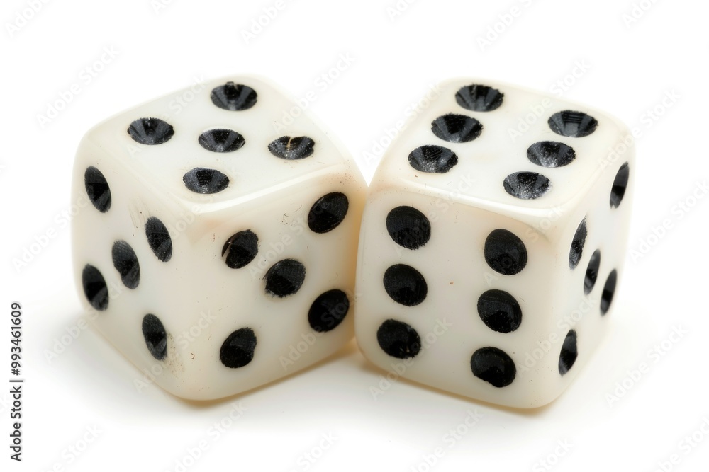 Rolling dice with black spots on a white background Rolling dice with black spots on a white background