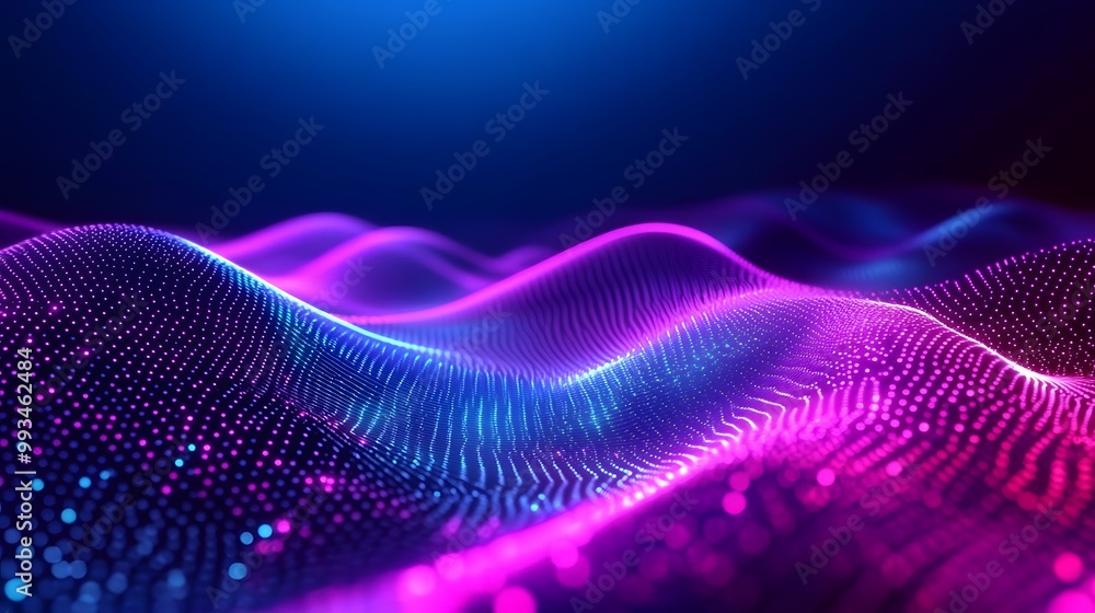 Luminous Digital Matrix: Purple Gradient Waves and Dots Luminous Digital Matrix: Purple Gradient Waves and Dots