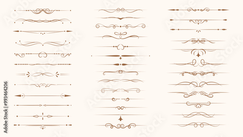 Elegant jwellery luxury ornament text dividers. Ornamental Gold Dividers for text and objects. Gold Ornate vintage frames and scroll.
