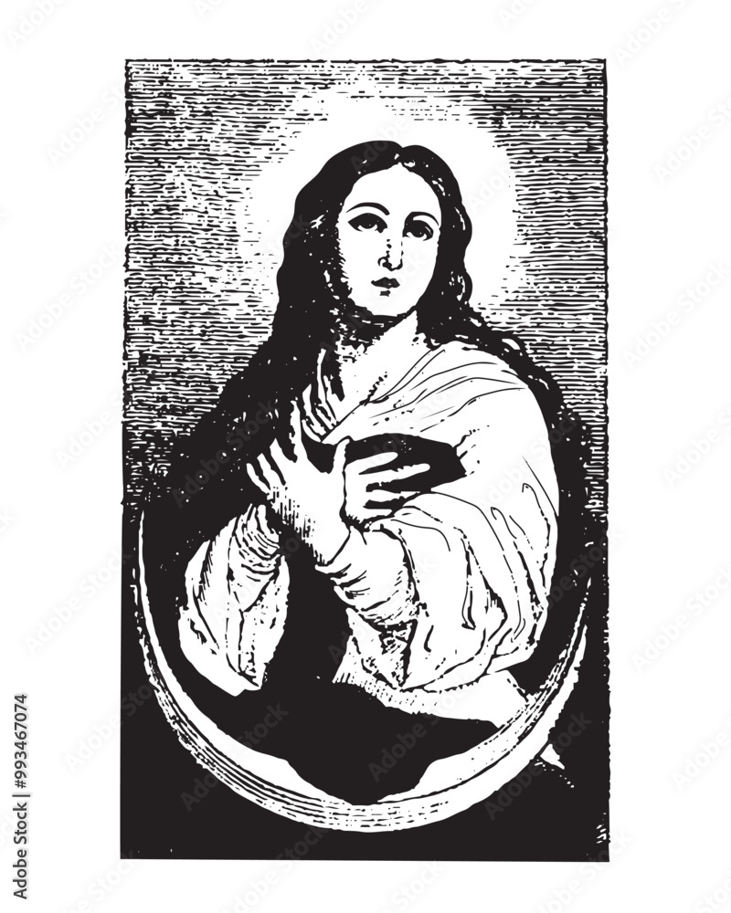 Fototapeta premium Immaculate Conception Vector Virgin Mary Our Lady of the assumption Catholic religious Illustration