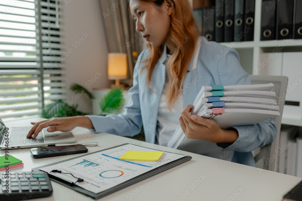 a businesswoman is working in her office, an entrepreneur works on new project in a workplace, a female employee is working in big company in her nice office, strategy and idea a businesswoman is working in her office, an entrepreneur works on new project in a workplace, a female employee is working in big company in her nice office, strategy and idea