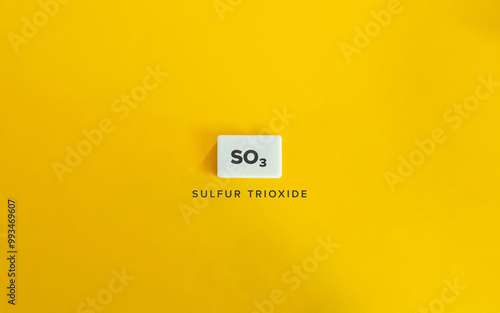 Sulfur Trioxide, SO₃. Chemical Compound Containing Sulphur. Chemical Formula and Name.  photo