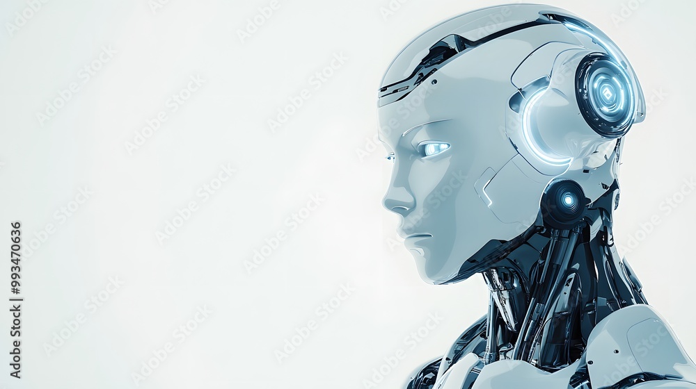 Obraz premium A Close-Up Profile of a White Female Android Robot