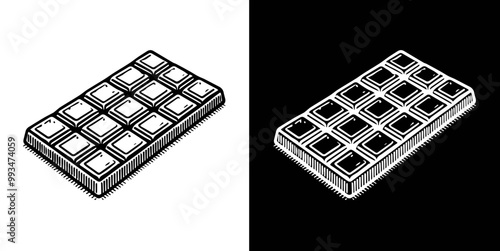 chocolate bar, black and white
