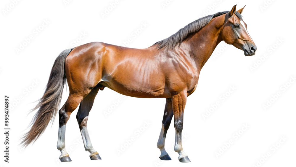 A horse is standing still with a transparent background PNG. A horse is standing still with a transparent background PNG.