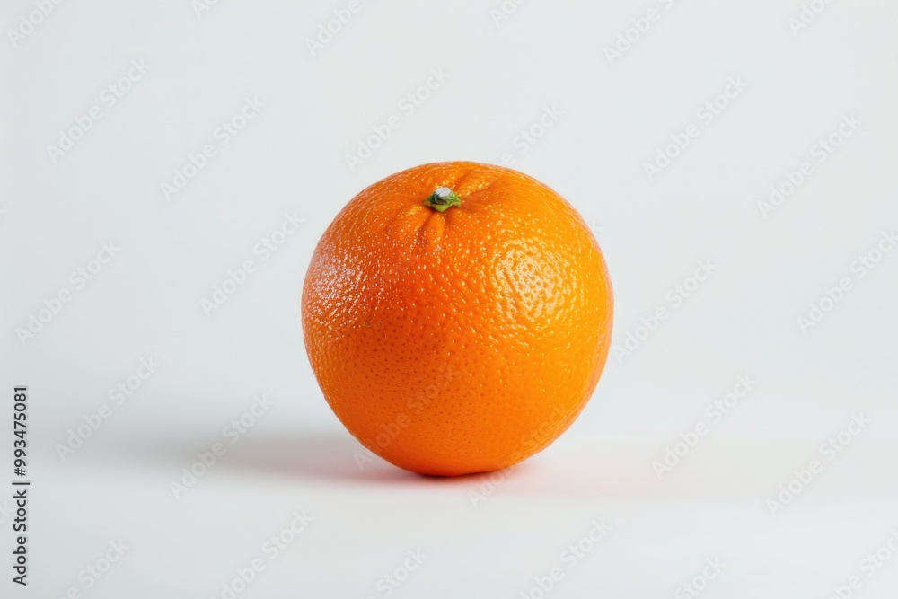 A single orange sits on a white surface, ready for use A single orange sits on a white surface, ready for use