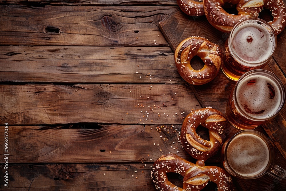 A collection of pretzels placed neatly on a wooden table, perfect for snacking or display A collection of pretzels placed neatly on a wooden table, perfect for snacking or display