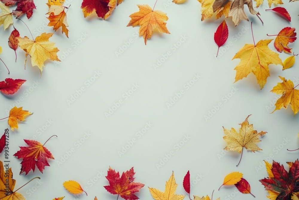 Colorful autumn leaves arranged in a circular shape Colorful autumn leaves arranged in a circular shape