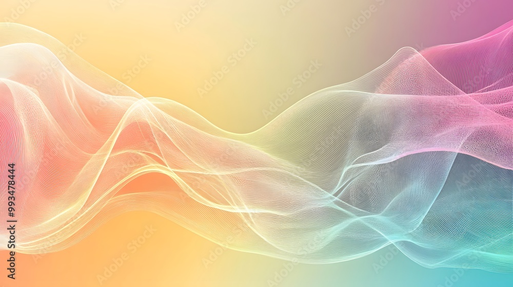 Fototapeta premium Abstract Wavy Pattern with Pastel Gradient Background