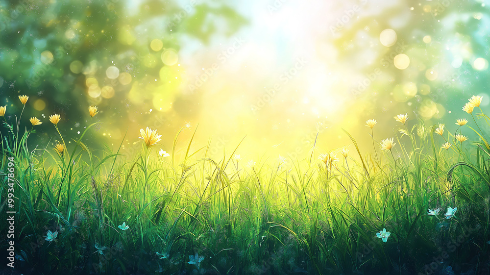 Obraz premium Art Abstract Spring Background with Fresh Grass