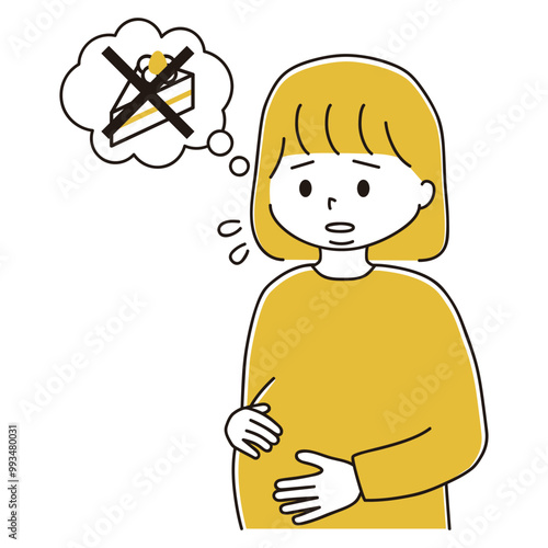 食事制限に悩む妊婦さんのイラスト