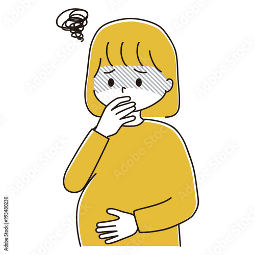 つわりで気分が悪い妊婦さんのイラスト