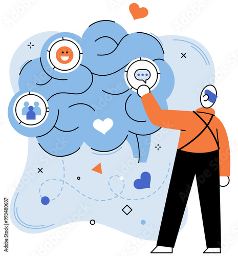 Thinking process vector illustration. Innovation thrives in fertile soil well-managed thinking process Success is destination carefully crafted plan and creative thinking Develop strategy harmonizes