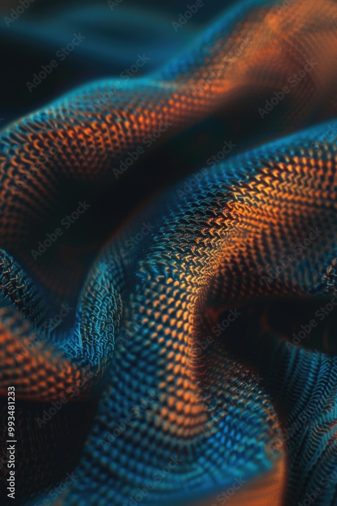 Close-up view of blue and orange snake skin texture Close-up view of blue and orange snake skin texture