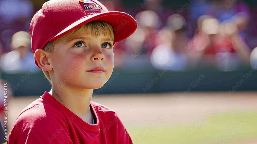 Young Boy Watches Baseball Game Intently at Local Park on Summer Day Generative AI Young Boy Watches Baseball Game Intently at Local Park on Summer Day Generative AI