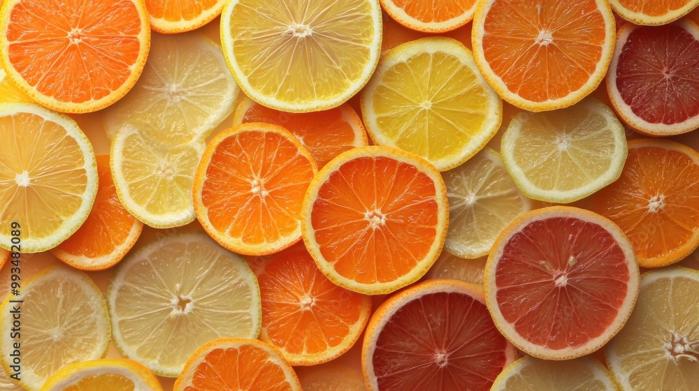 Vibrant Arrangement of Slices of Citrus Fruit for Culinary and Decorative Uses Vibrant Arrangement of Slices of Citrus Fruit for Culinary and Decorative Uses