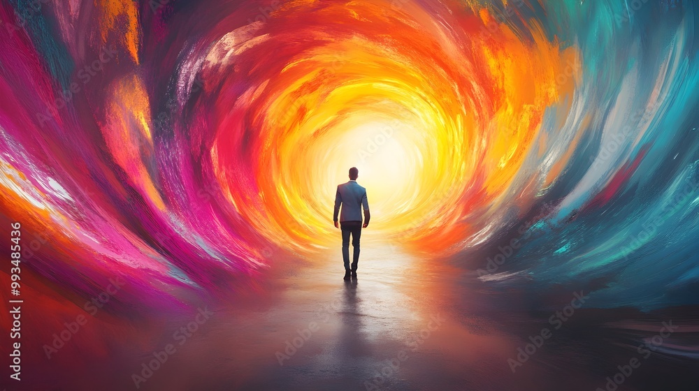 custom made wallpaper toronto digitalPerson Exploring Vibrant Tunnel of Innovative Ideas Toward Bright Future