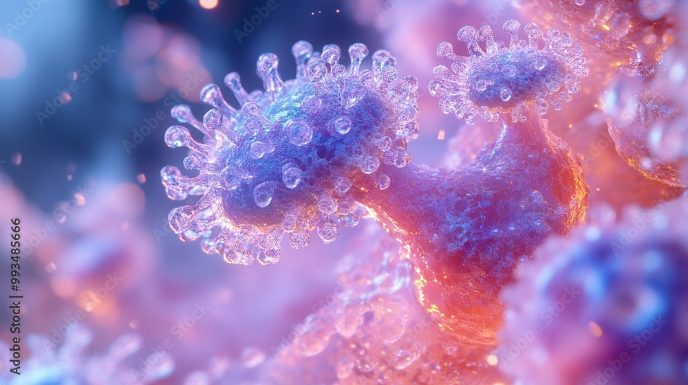 Microscopic View of a Virus: A 3D Rendered Illustration Microscopic View of a Virus: A 3D Rendered Illustration