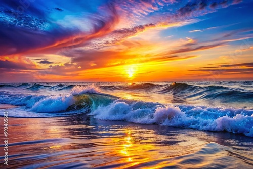 Serene Booey Ocean Waves at Sunset with Gentle Currents and Soft Reflections on the Water Surface