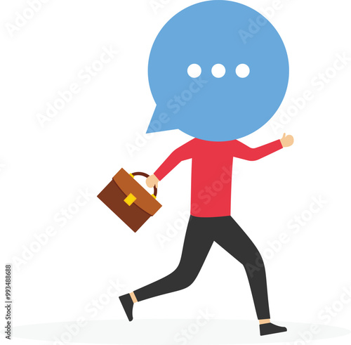 Running speech bubble. Discussion, conversation, meeting, team communication, colleague chatting, opinion. Flat vector illustration.

