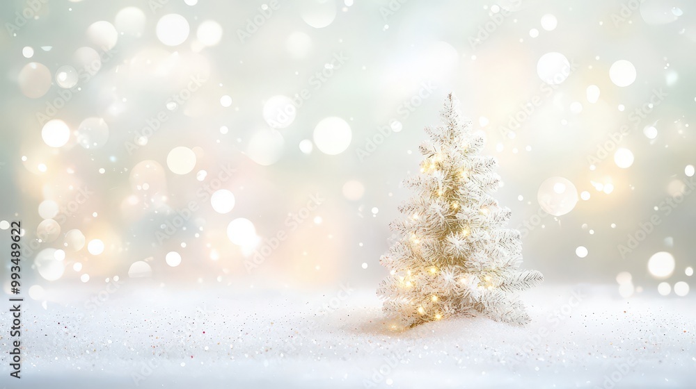Serene Winter Scene with Decorated Christmas Tree in Snowy Landscape, Perfect for Festive Holiday Greetings, Joyful Season Celebrations, and Background for Holiday Cards Serene Winter Scene with Decorated Christmas Tree in Snowy Landscape, Perfect for Festive Holiday Greetings, Joyful Season Celebrations, and Background for Holiday Cards