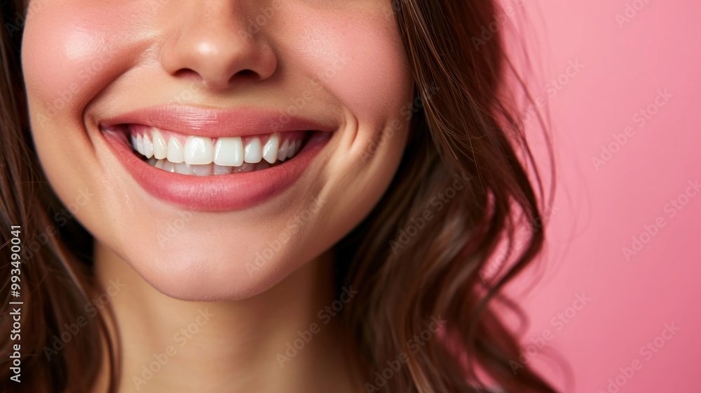 Beautiful female smile after teeth whitening procedure. Dental care. Dentistry concept