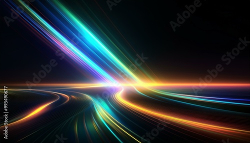 abstract glowing lines, wallpaper abstract rainbow background, abstract colorful wave background, rainbow in the dark, light refraction texture overlay effect for photo and mockups. Organic drop diago