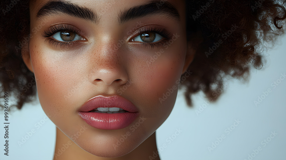 Close up portrait of beautiful black skin woman. Fashion make up, beauty injections concept, cosmetology Close up portrait of beautiful black skin woman. Fashion make up, beauty injections concept, cosmetology