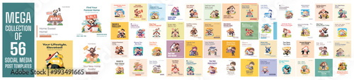 Mega collection of 56 social media post design template. Used for property agent advertising