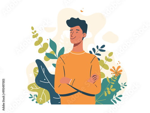white background, Cultivating resilience and coping skills to navigate challenges and setbacks with grace and determination - isolate the man against a background of resilience-building activities 