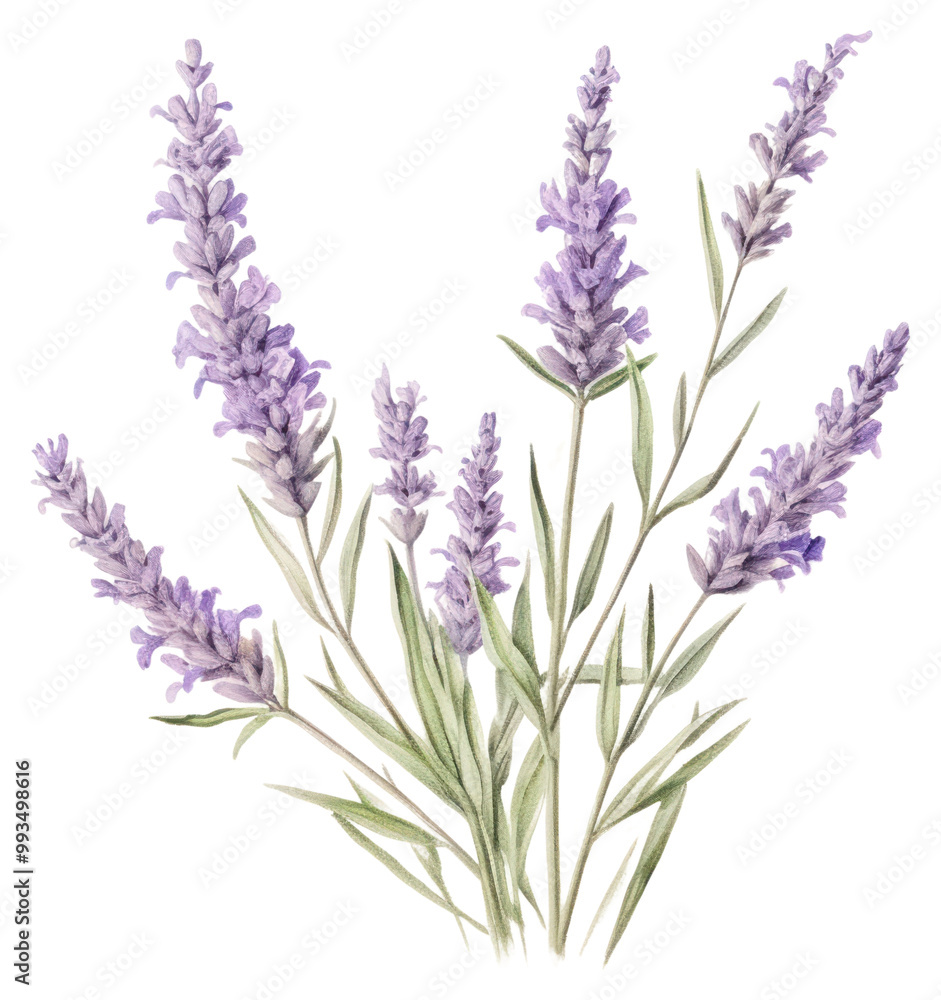 Naklejka premium PNG Painting of lavender blossom drawing flower.