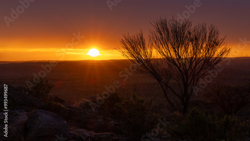 A beautiful orange sunset over Outback Australia