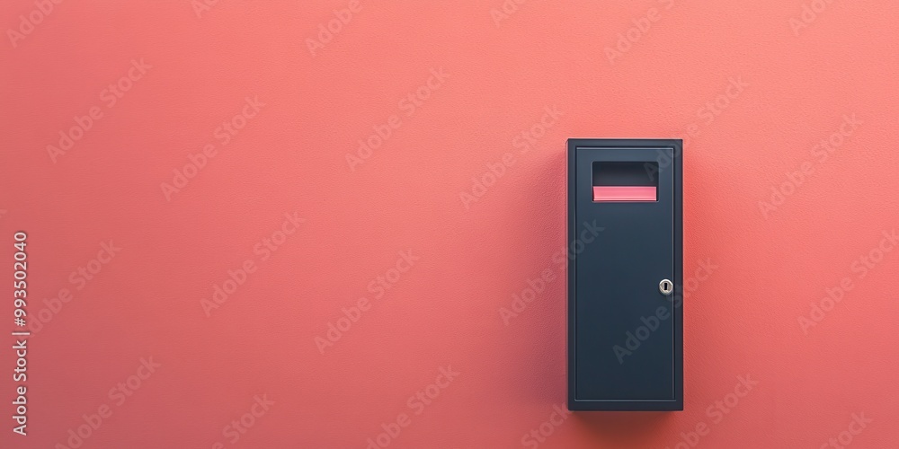 A modern mailbox against a vibrant coral wall, showcasing minimalist design in urban architecture and contemporary decor. A modern mailbox against a vibrant coral wall, showcasing minimalist design in urban architecture and contemporary decor.
