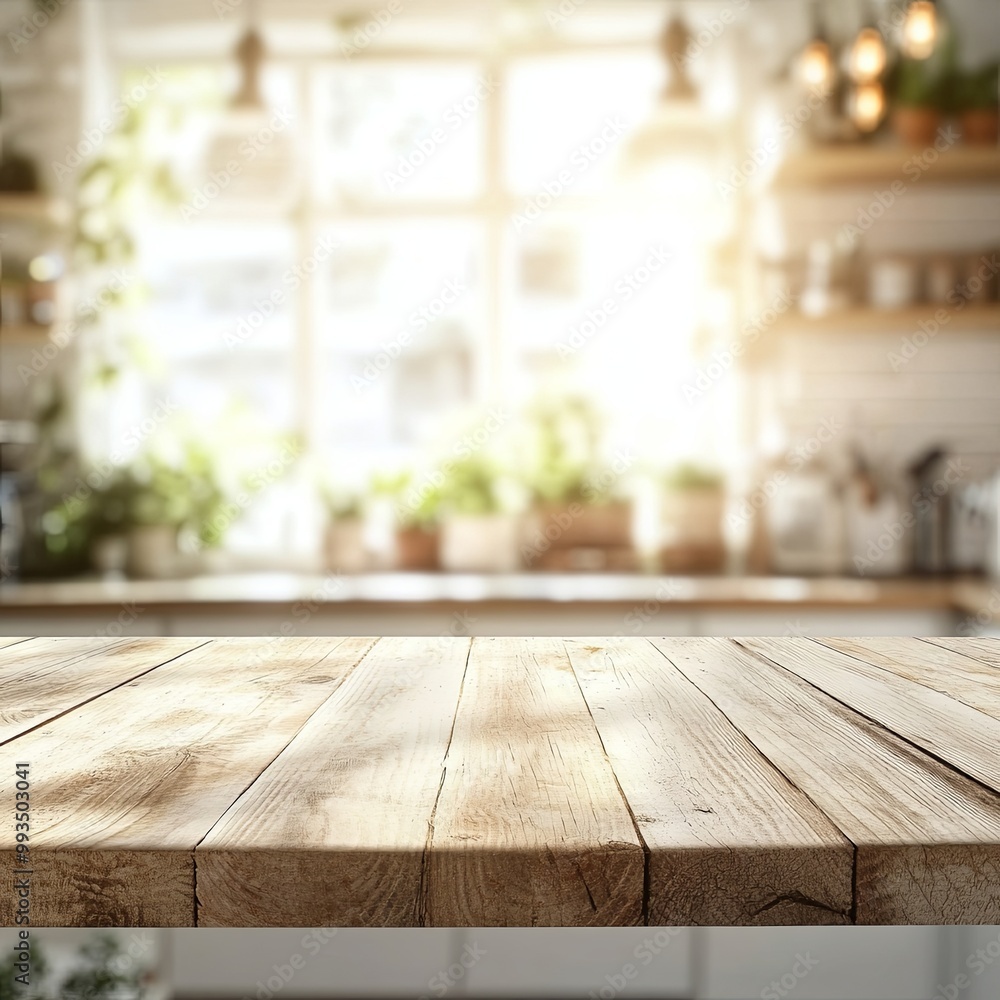 Green Empty wooden table with the bright white interior of the kitchen as a blurred background behind the bokeh golden sunshine Green Empty wooden table with the bright white interior of the kitchen as a blurred background behind the bokeh golden sunshine