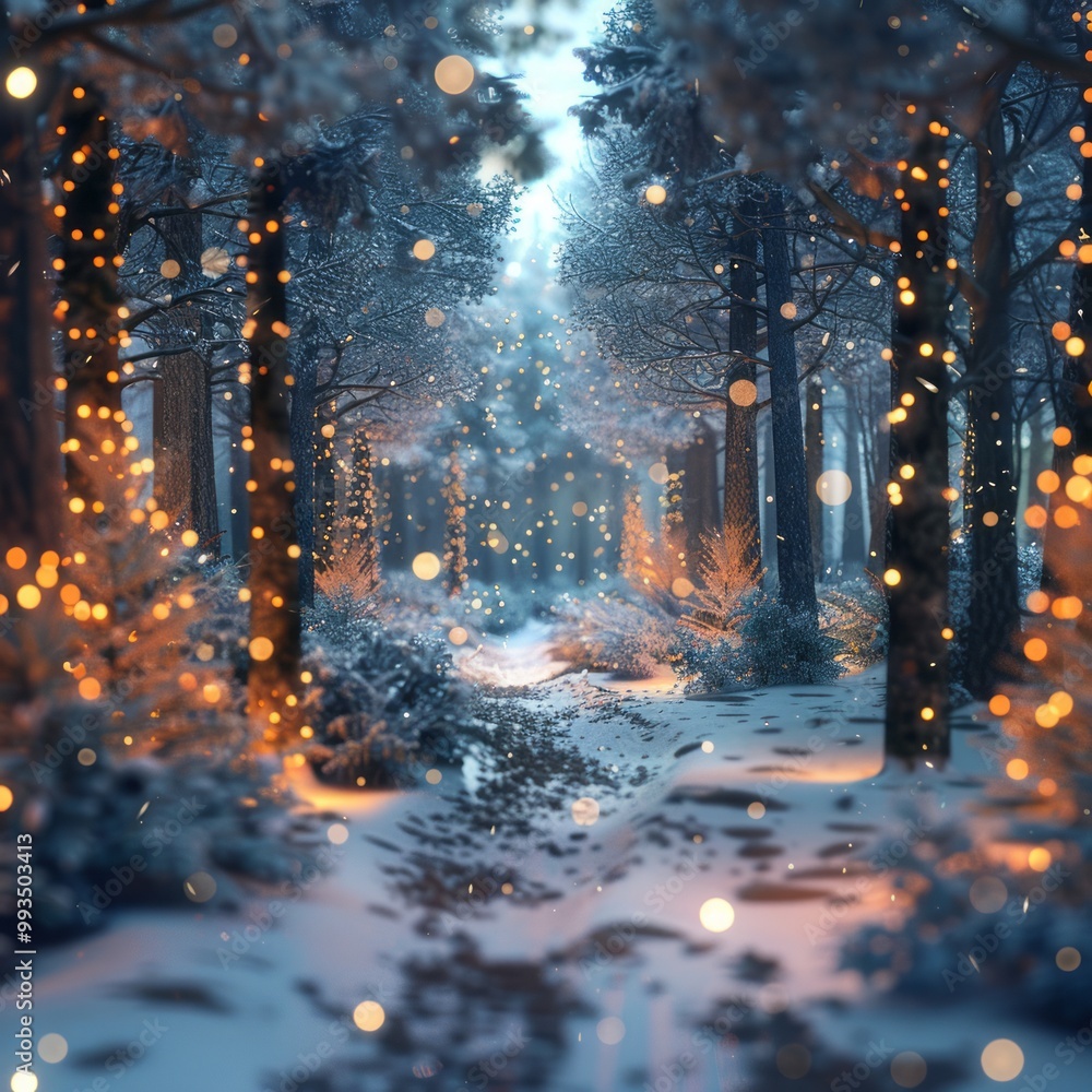 Naklejka premium winter forest illustration.