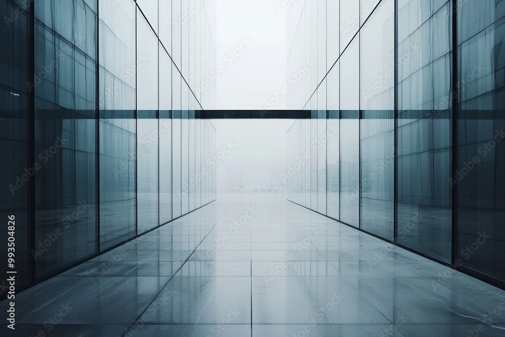 A futuristic glass wall with a translucent frame, the empty middle faintly reflecting the surroundings A futuristic glass wall with a translucent frame, the empty middle faintly reflecting the surroundings