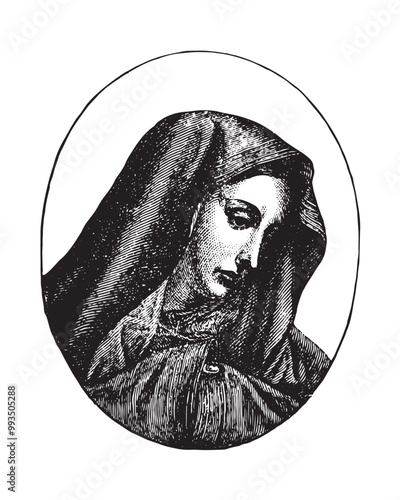 Our Lady of Sorrow vector Virgin Mary catholic religious Illustration