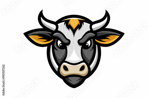 Cow head mascot logo design vector