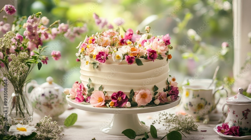 Floral Cake & Tea Party. Floral Cake & Tea Party.