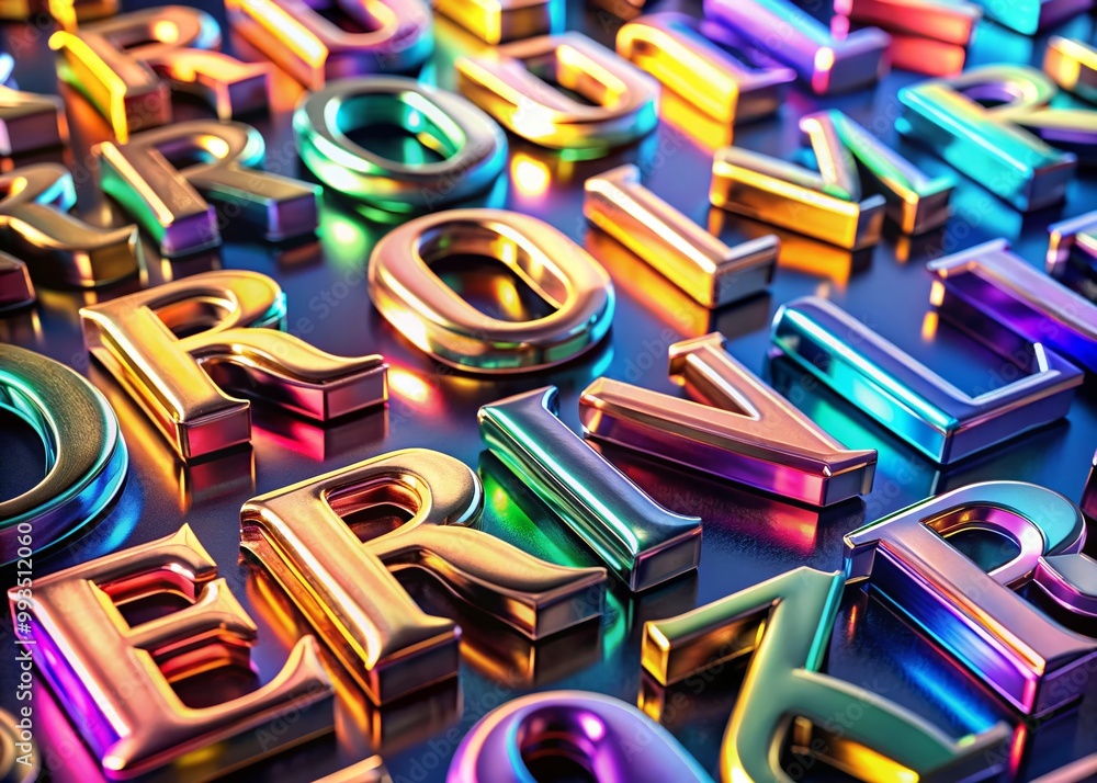 Shiny Metallic Alphabet Letters Displayed on a Glossy Surface for Creative Design Projects Shiny Metallic Alphabet Letters Displayed on a Glossy Surface for Creative Design Projects