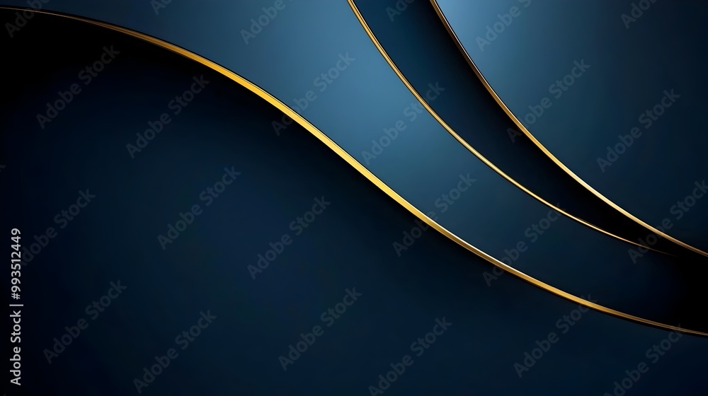 Obraz premium Smooth Dark Wavy Abstract Gradient Background with Dynamic Curves and Lines