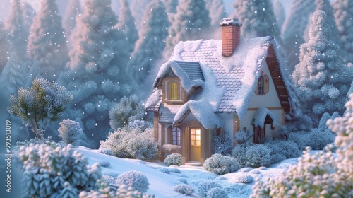 Wallpaper Mural house in the winter forest. Torontodigital.ca