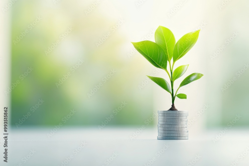 A vibrant green plant growing in a white pot, symbolizing new beginnings and eco-friendliness in a softly lit environment. A vibrant green plant growing in a white pot, symbolizing new beginnings and eco-friendliness in a softly lit environment.