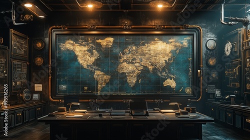 World Map Control Room. photo