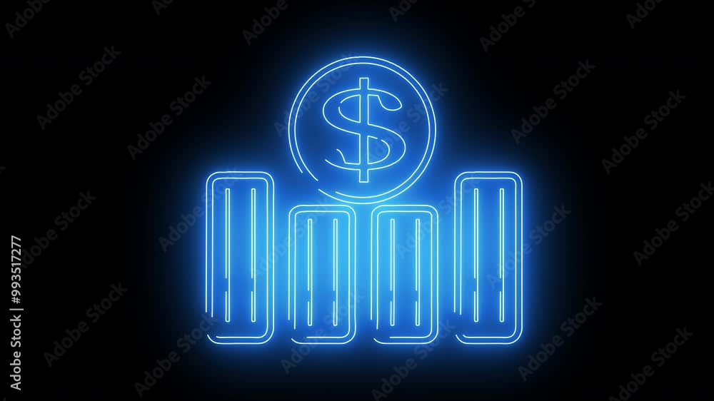 illustration of a digram graph dollar money economic investment increasing from all sides glowing blue animation illustration of a digram graph dollar money economic investment increasing from all sides glowing blue animation