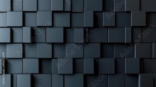 Futuristic High-Tech Cube Design, featuring a dark backdrop, a square block structure, and intricate wall texture enhanced by a three-dimensional tile pattern.